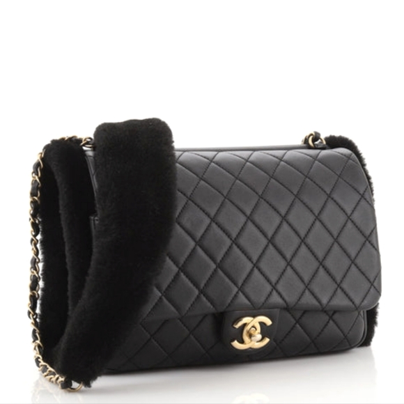 CHANEL Handbags - CHANEL Classic lambskin and shearling muff handbag quilted Handwarmer Chain bag